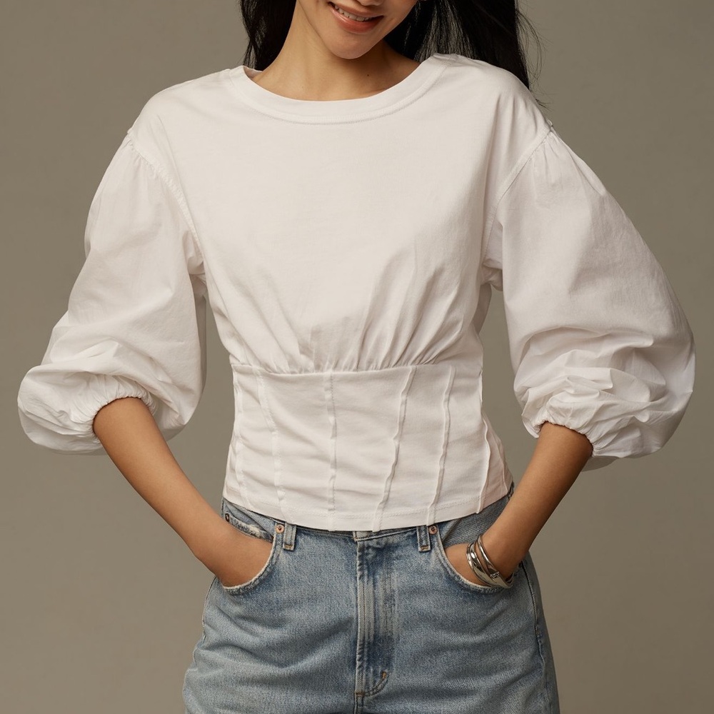NWT Balloon-Sleeve Corset Top Small